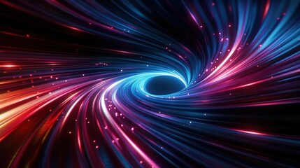 colorful vortex with dynamic light trails, illustrating a surreal and energetic sci-fi concept.