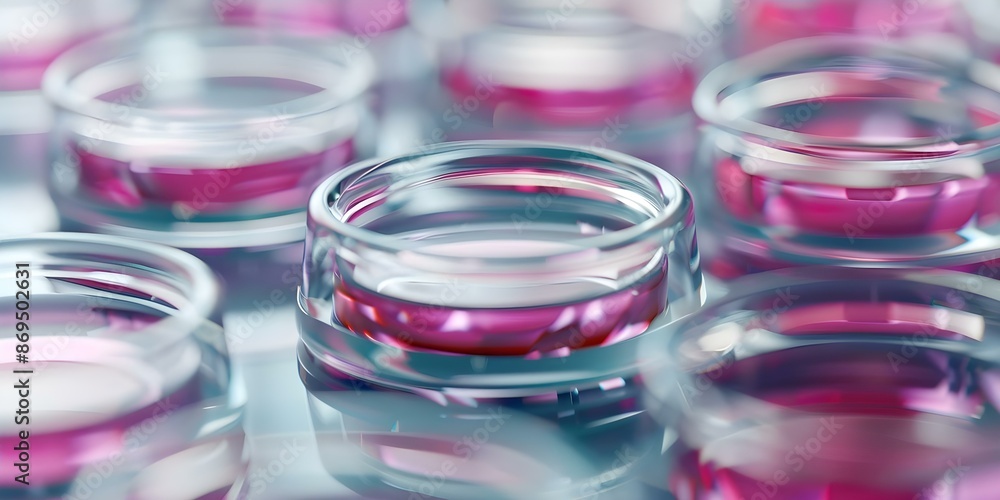 Aufkleber visualizing human or embryonic stem cells through 3d rendering under a microscope. concept stem cell