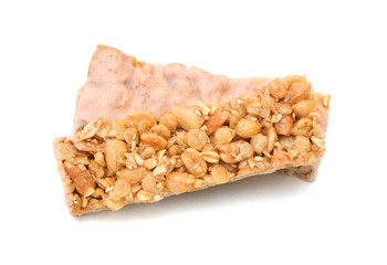 Honey bars with peanuts, sesame and sunflower seeds isolated