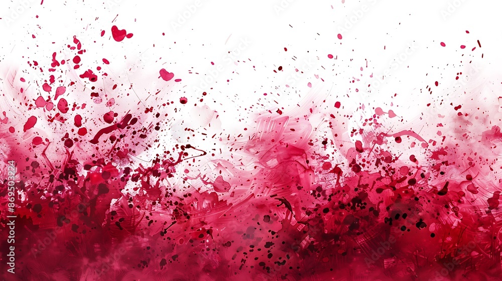 Aufkleber ruby paint splatters merging and blending, creating a sense of depth and dimension on a background o