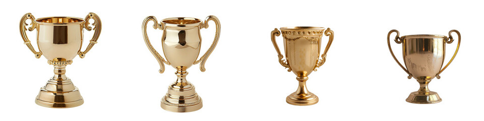 Fototapeta premium set of a Pure and gleaming small gold trophy cup on a transparent background 