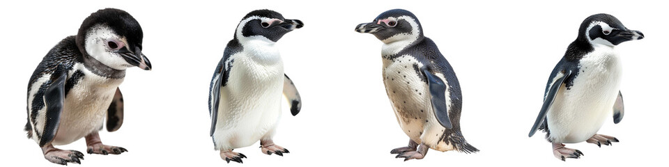 Obraz premium set of A real little penguin, full body, isolated on a transparent background
