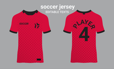 Professional red Sublimation Exercise Clothing Customizable Jersey illustration design.