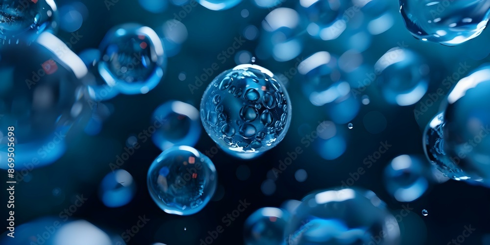 Aufkleber macroscopic view of illuminated microscopic cells in a liquid medium. concept microscopic cells, mac