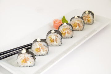 Futomaki sushi. Traditional japanese sushi rolls