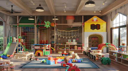 Fototapeta premium Kids Indoor Play Area with Toys