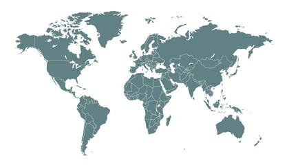 World map. Grey modern vector map. Silhouette map.