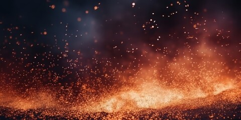 Sparkling Fire and Smoke, A dark sky filled with numerous small particles of red and white smoke