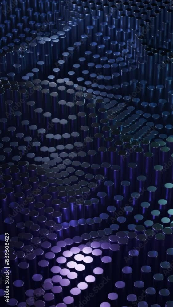 Poster abstract loopable animation with slowly flowing waves of particles. design. sci-fi and nanotechnolog