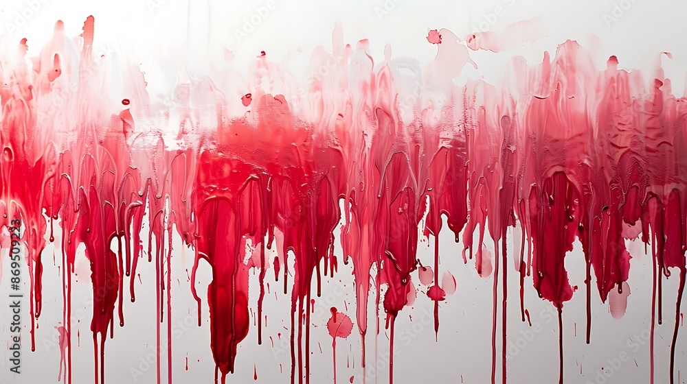 Aufkleber ruby red paint dripping and cascading, forming elegant rivulets of color against a backdrop of clean