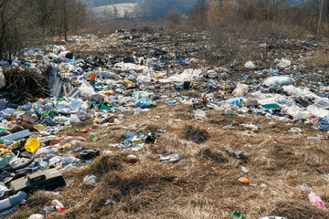 A natural dumping ground for garbage, used plastic bottles, bags and other types of waste