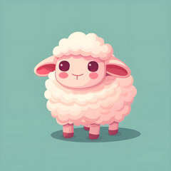 Fototapeta premium Clean and minimalistic sheep illustration on green background