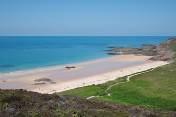 Magnifique paysage de mer depuis le sentier côtier GR34 du cap d'Erquy - Bretagne France