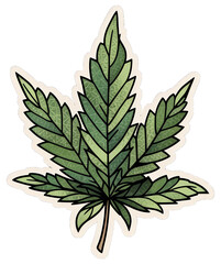 Fototapeta premium A sticker featuring a hand-drawn illustration of a hemp leaf
