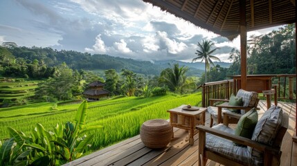 Terrace overlooking the rice fields in Bali