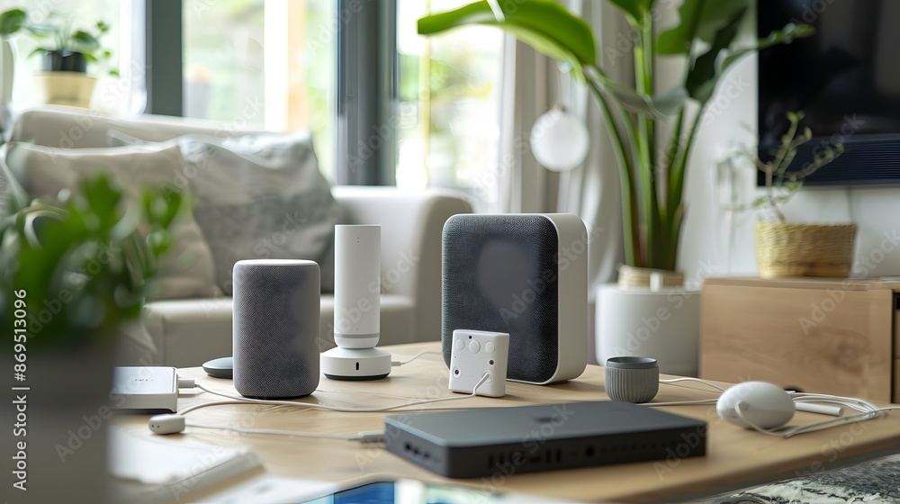 Poster centralized smart home hub with multiple connected devices charging