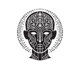 artificial intelligence vector art graphic resources silhouette vector style, white background