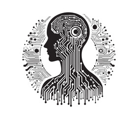 artificial intelligence vector art graphic resources silhouette vector style, white background