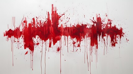 Ruby red paint splatters arranged in an orderly fashion, adding visual interest to a blank white canvas.