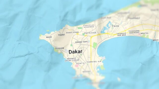 Dakar Capital of Senegal Paper Map, Slider Shot