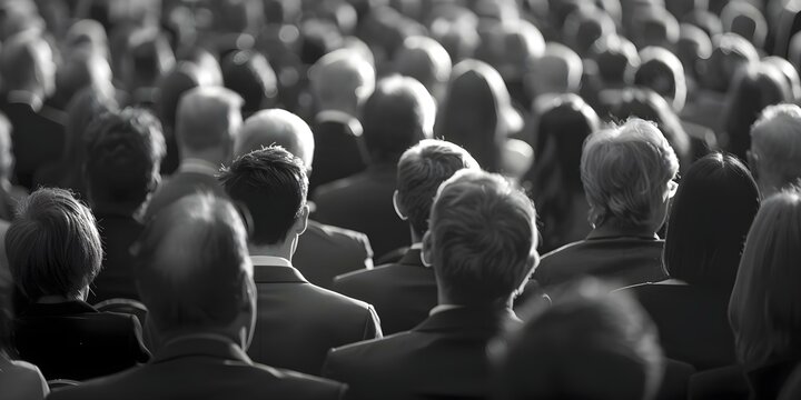 Monochrome image of crowd with backs turned symbolizes depersonalization of society. Concept Isolation, Monochrome Aesthetic, Society Critique, Emotional Photography, Conceptual Art