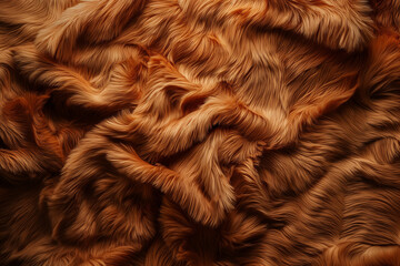 Close up Orange Wool Fur Animal Texture Background, Turquoise fur background.