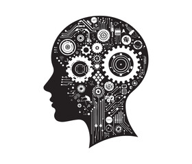 artificial intelligence vector art graphic resources silhouette vector style, white background