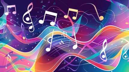 Enchanting melody of music notes on abstract dark background