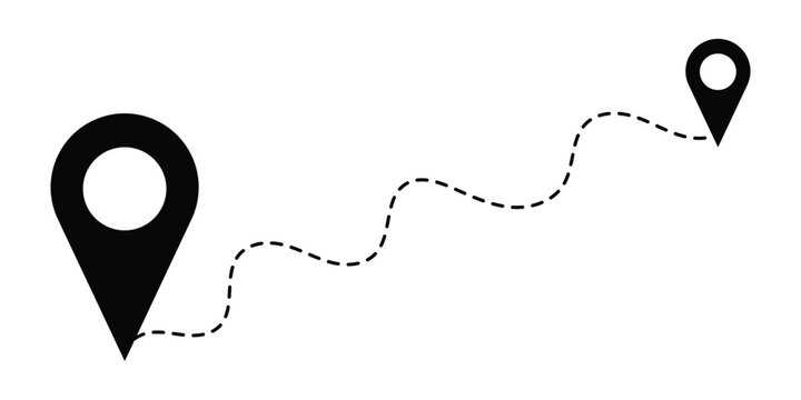 Road location icon. Route location icon isolated on white background. Location map path distance icon. Location vector for web and design. 