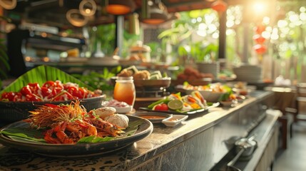 Obraz premium Asia Pacific Local Food In Bangkok, A Vibrant And Diverse Culinary Scene