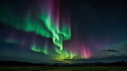 Fototapeta premium Beautiful Aurora night light landscape background.