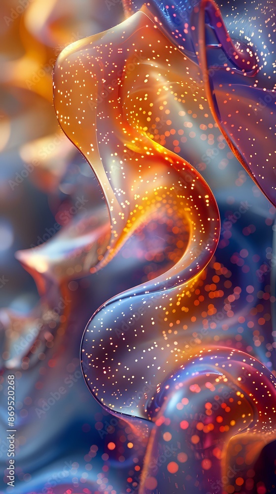Poster Abstract light flow with swirling colors and particles, creating a dynamic and vibrant scene. Ideal for themes of energy, creativity, and digital art.
