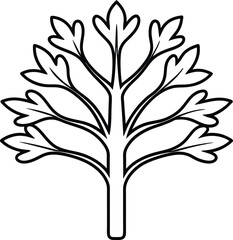 symmetrical oak brunch tree black silhouette illustration