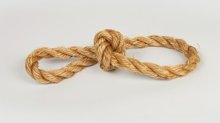 Obraz premium Hessian rope with a knot or loop on a white surface.