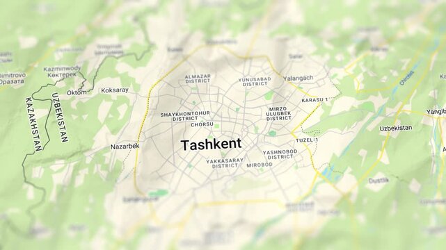 Tashkent Capital of Uzbekistan Paper Map, Slider Shot