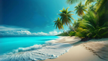 beach with palm trees and sea