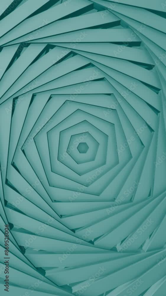 Poster hypnotic turning colorful spiral, seamless loop. design. spinning hexagonal objects creating effect 