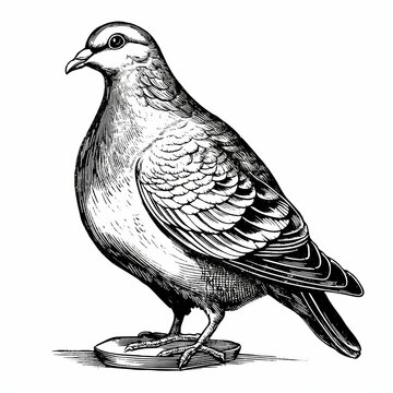 recommend clip art: Retro hand-drawn illustration of Dove, Vintage engraved icon design, Isolated on white background