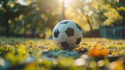 ball for soccer in an isolated field.
