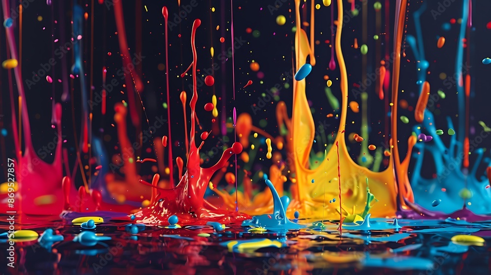Aufkleber spirited arrangement of colorful paint splatters creating a dynamic and lively environment.