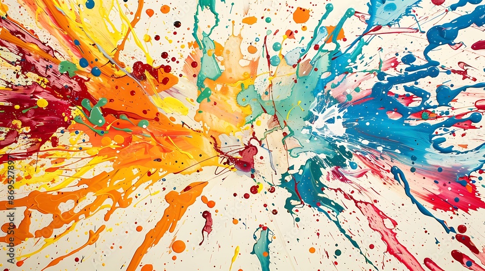 Aufkleber spirited arrangement of colorful paint splatters creating a dynamic and lively environment.