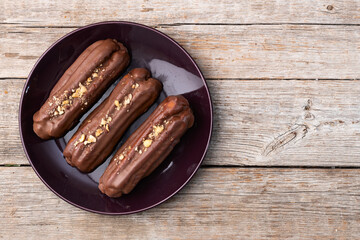 Classic french chocolate eclair