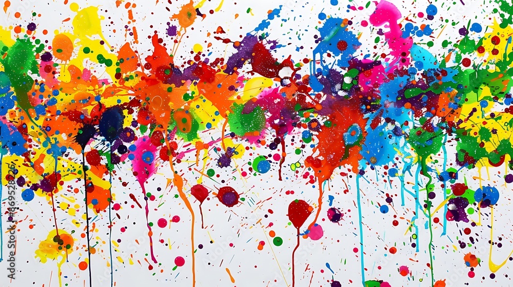 Aufkleber spirited arrangement of colorful paint splatters creating a dynamic and lively environment.
