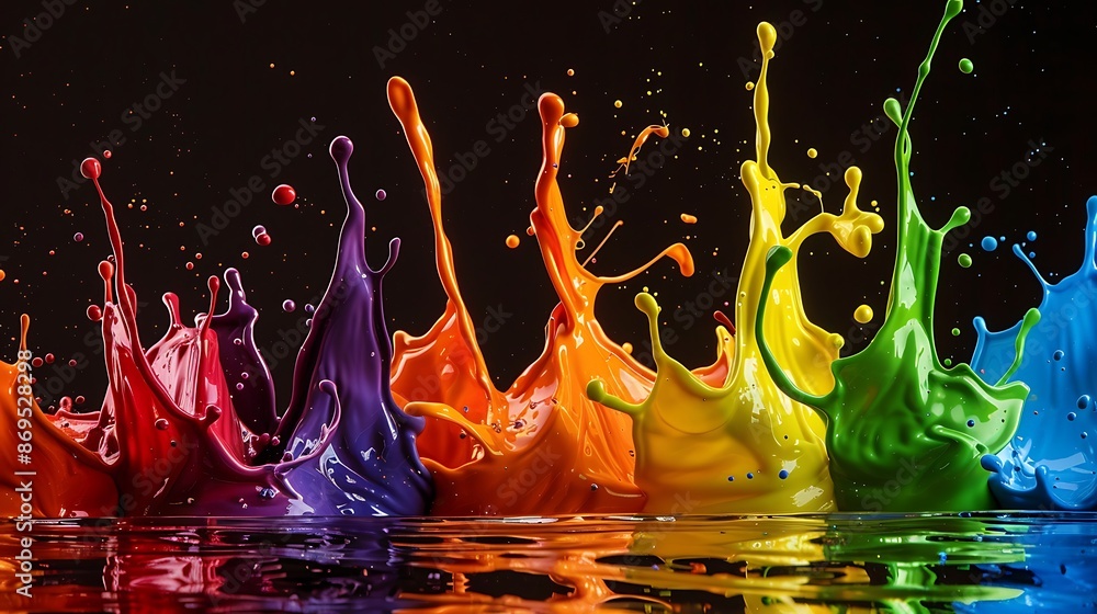Aufkleber spirited arrangement of colorful paint splatters creating a dynamic and lively environment.