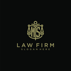 MS initial monogram logo for lawfirm with scale vector design