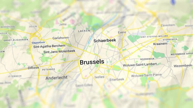 Brussels Capital of Belgium Paper Map, Slider Shot