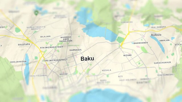 Baku Capital of Azerbaijan Paper Map, Slider Shot