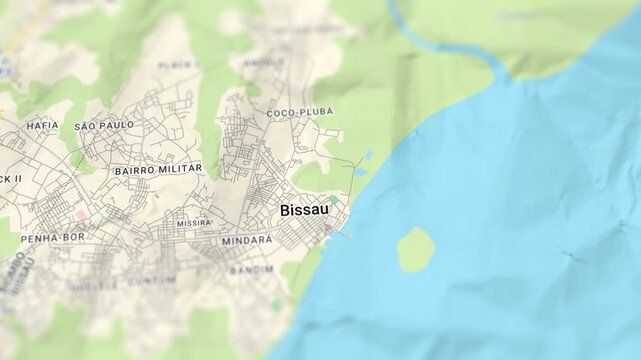 Bissau Capital of Guinea-Bissau Paper Map, Slider Shot