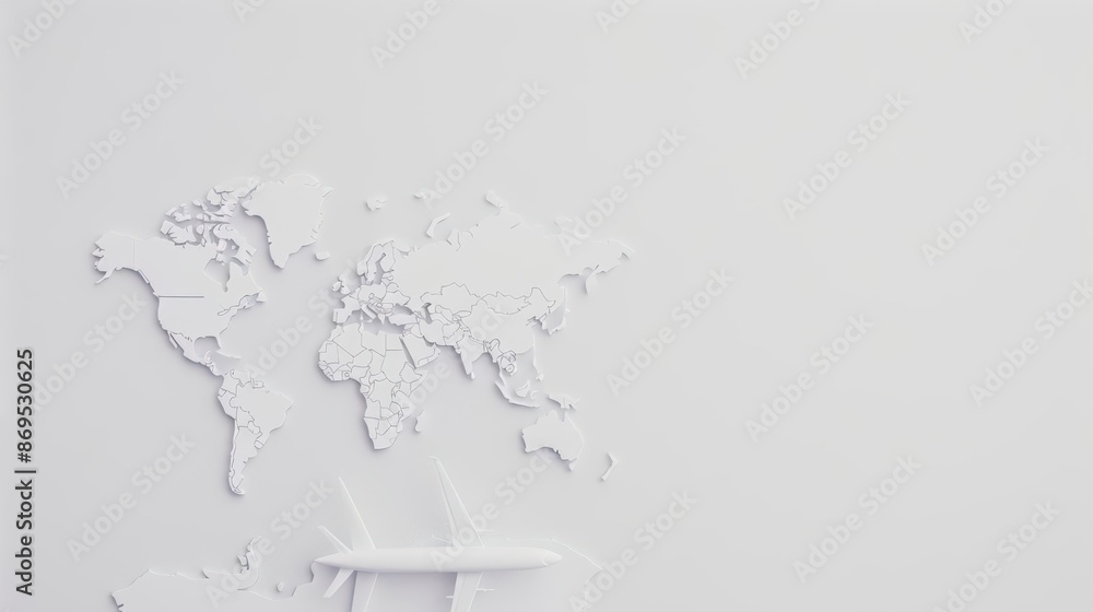 Poster a clean and modern travel banner showcasing a simple map outline with pinpointed destinations, compl
