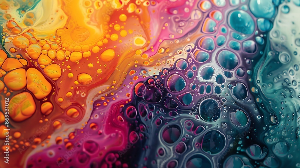 Poster swirls of color and playful splashes of liquid joy blend seamlessly on a textured canvas, forming a 